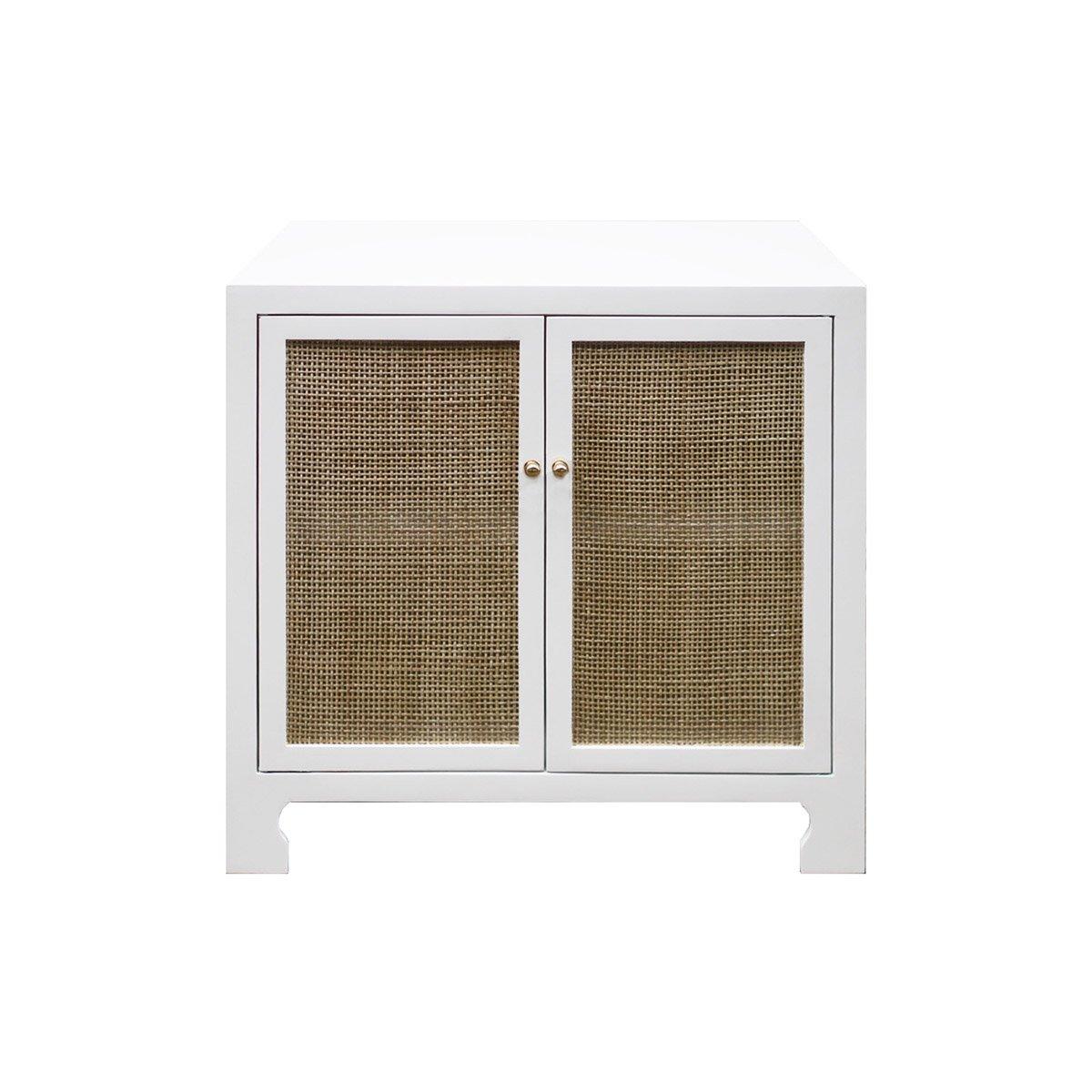 Colette Occasional Cabinet Matte White Lacquer. Front view.