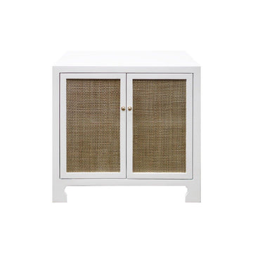 Colette Occasional Cabinet Matte White Lacquer. Front view.