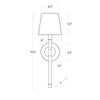 Aubrun Crystal Sconce with dimensions. Dimension view.