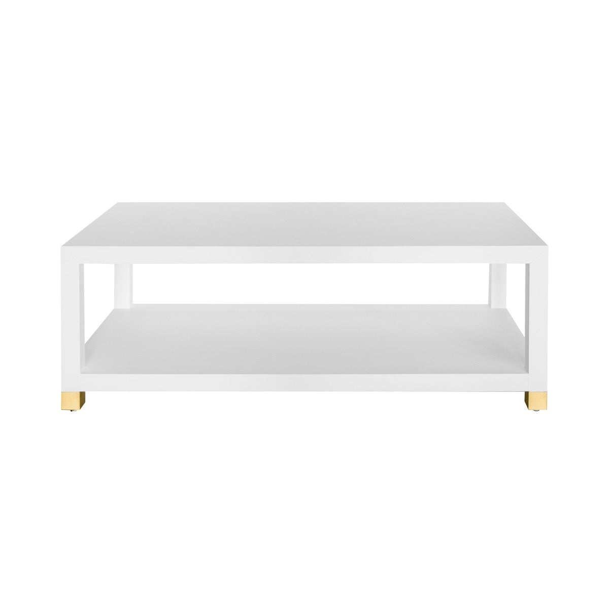 Charleston Coffee Table Matte White Lacquer. Front view.