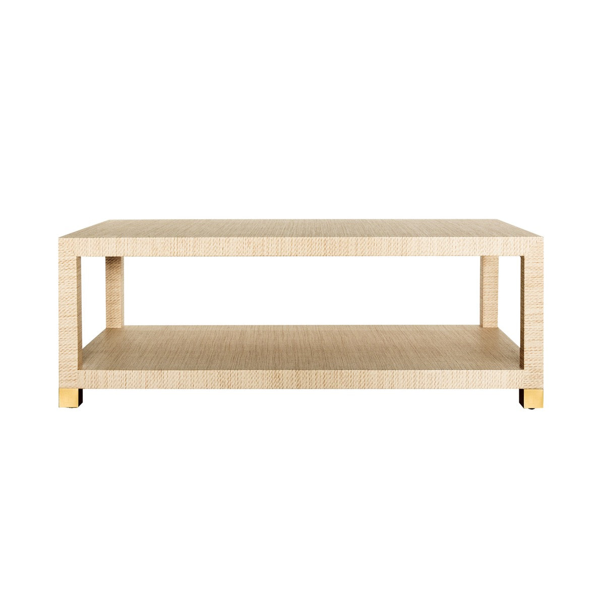 Charleston Coffee Table Natural Grasscloth. Front view.