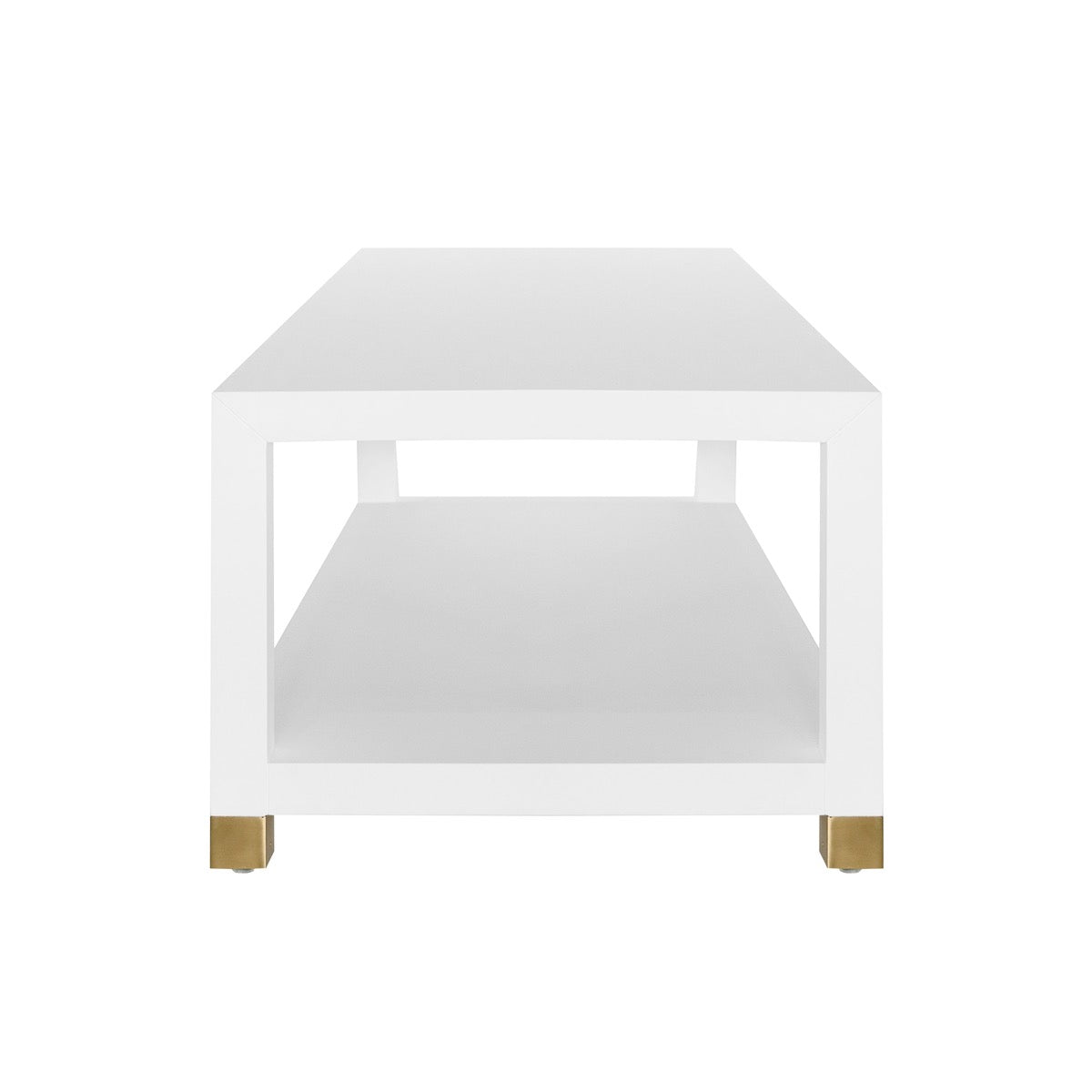Charleston Coffee Table Matte White Lacquer. Side view.