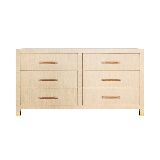 Charleston Dresser Natural Grasscloth. Front view.