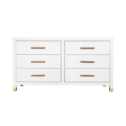 Charleston Dresser Matte White Lacquer. Front view.