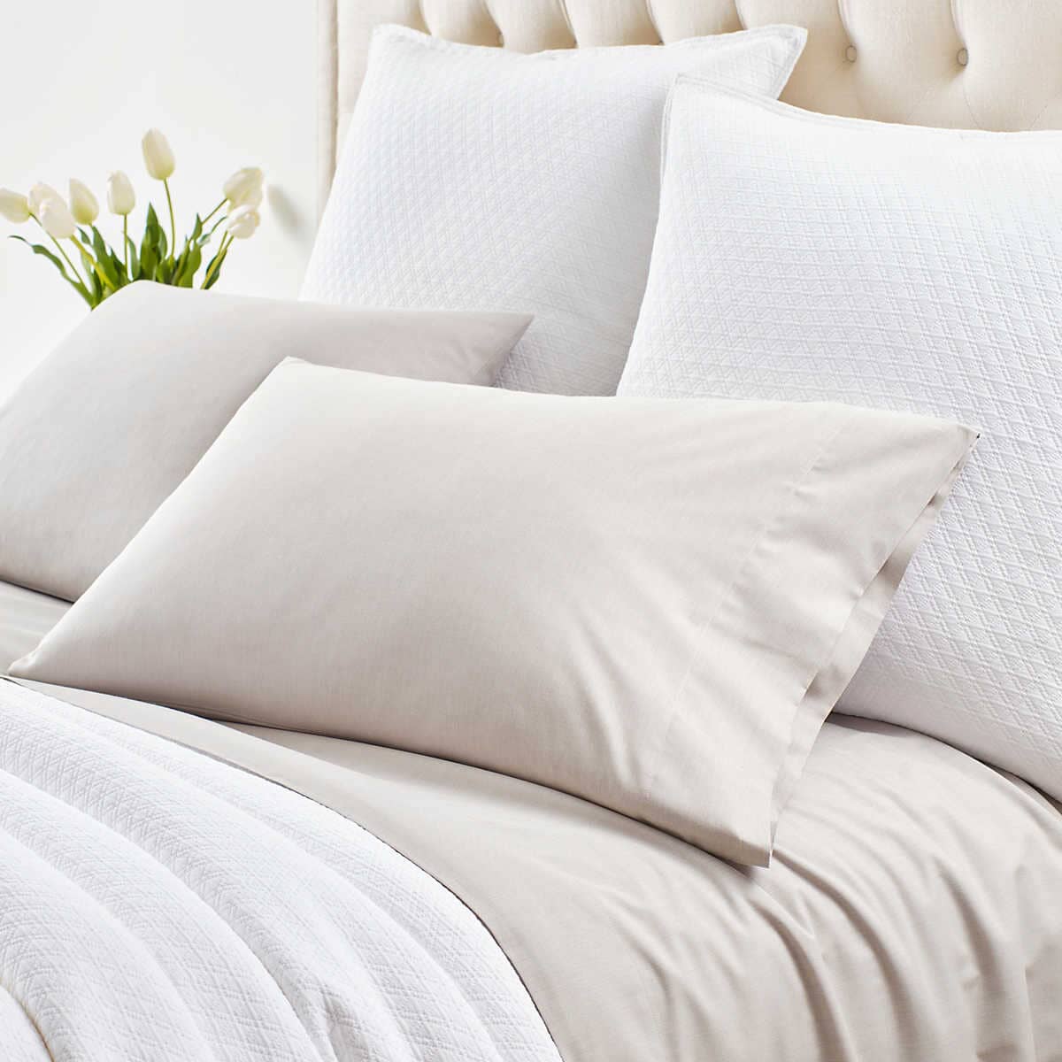 Cozy Cotton Dove Grey Pillowcases 