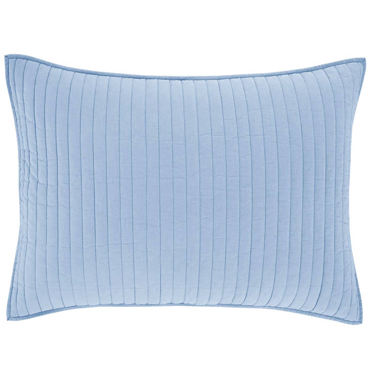 Cozy Cotton French Blue Quilted Sham Pillowcases & Shams 