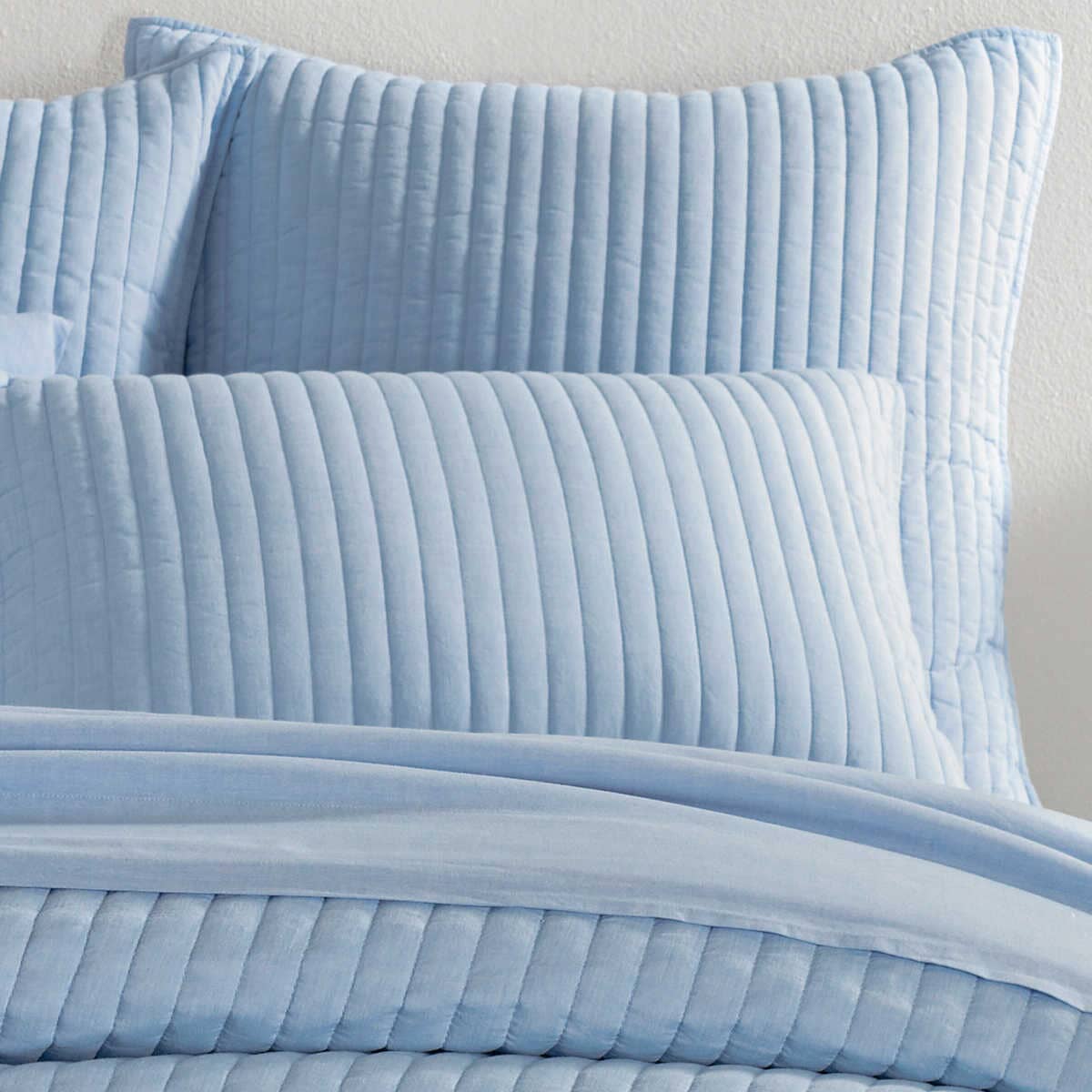Cozy Cotton French Blue Quilted Sham Pillowcases & Shams 