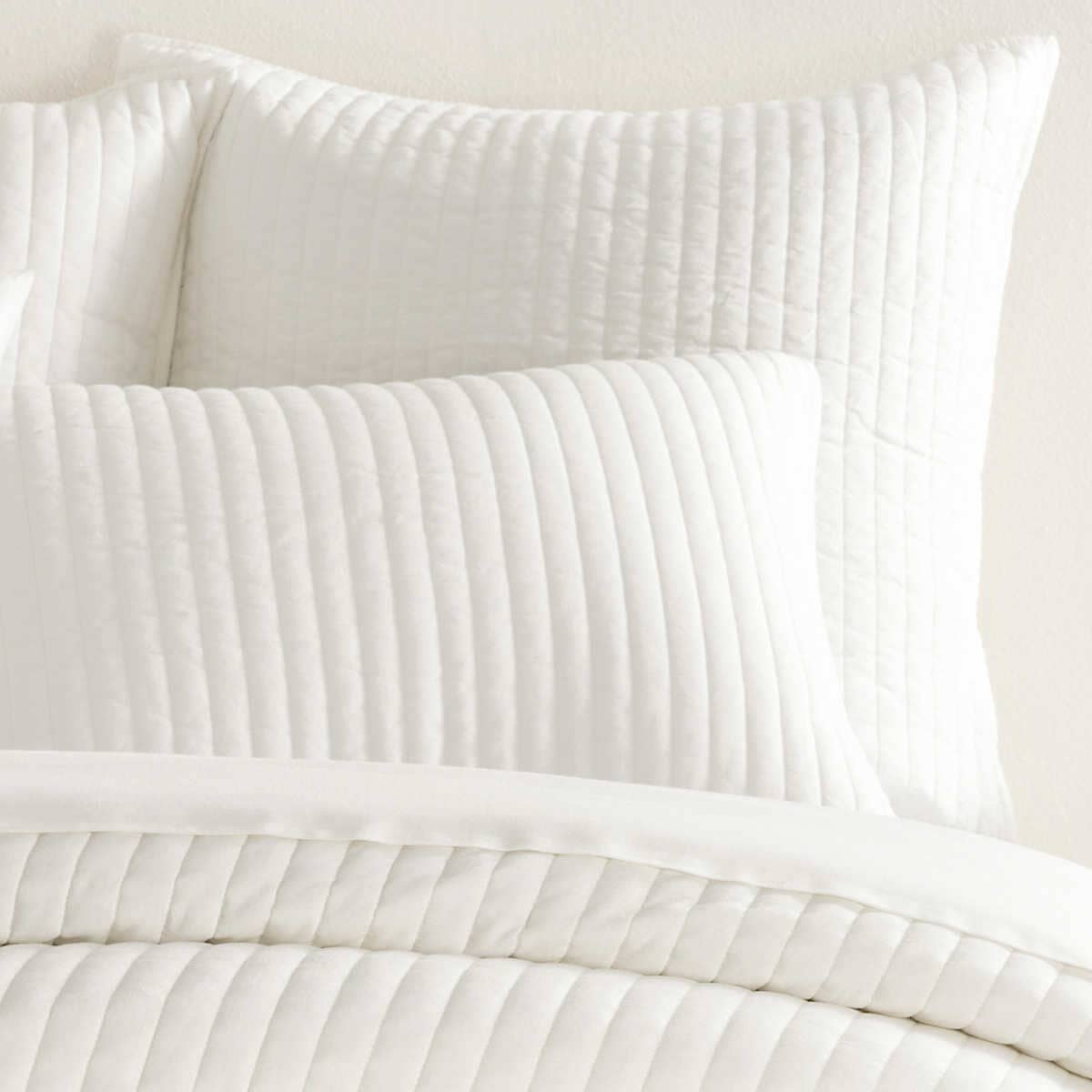 Cozy Cotton Ivory Quilted Sham Pillowcases & Shams 