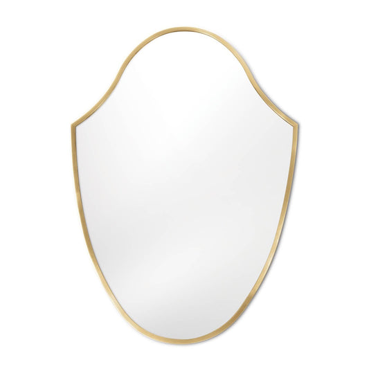 Crest Mirror Natural Brass. Front view. 