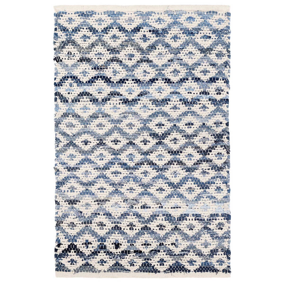 Denim Rag Diamond Ivory Woven Cotton Rug Rugs 