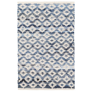 Denim Rag Diamond Ivory Woven Cotton Rug Rugs 