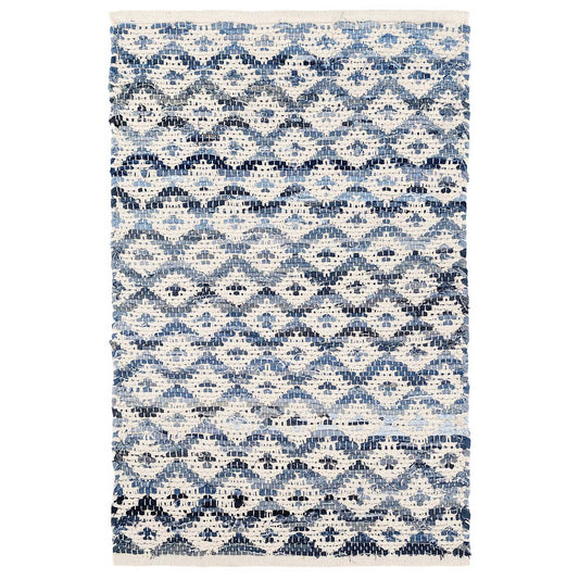 Denim Rag Diamond Ivory Woven Cotton Rug Rugs 