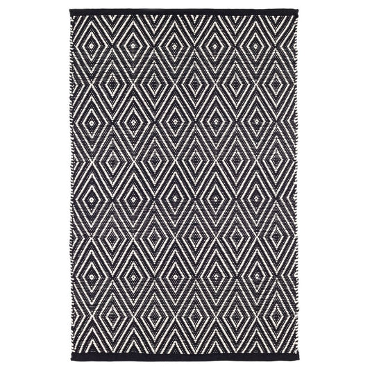 Diamond Black/Ivory Indoor/Outdoor Rug. Top view.