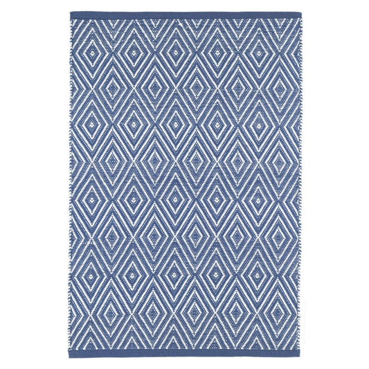 Diamond Denim/White Indoor/Outdoor Rug. Top view. 