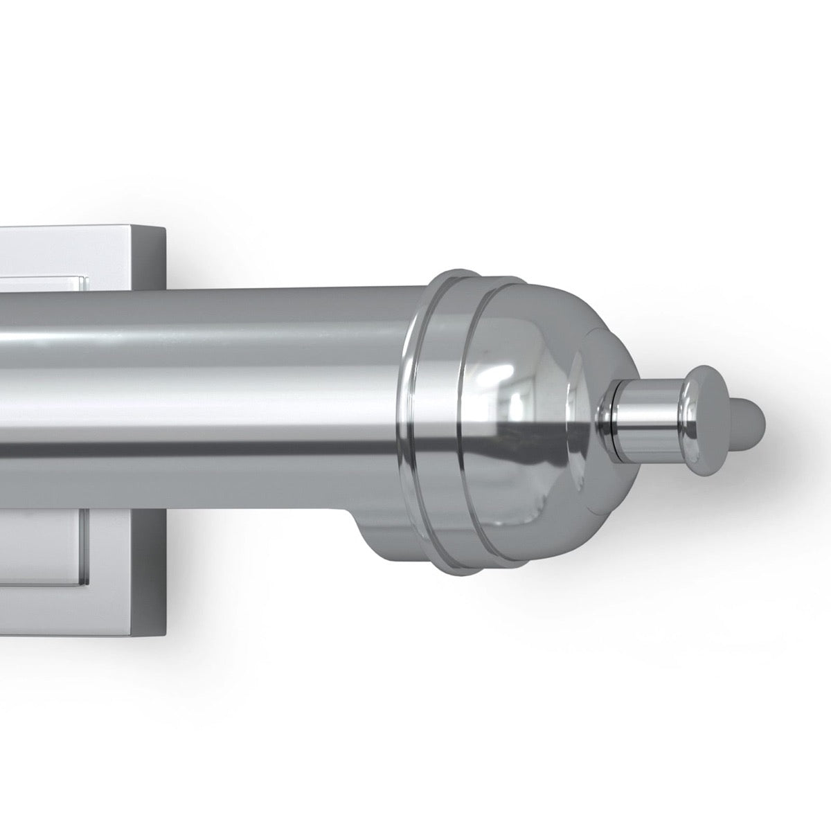 Devon Picture Light - Large Polished Nickel right side. Detail view. 