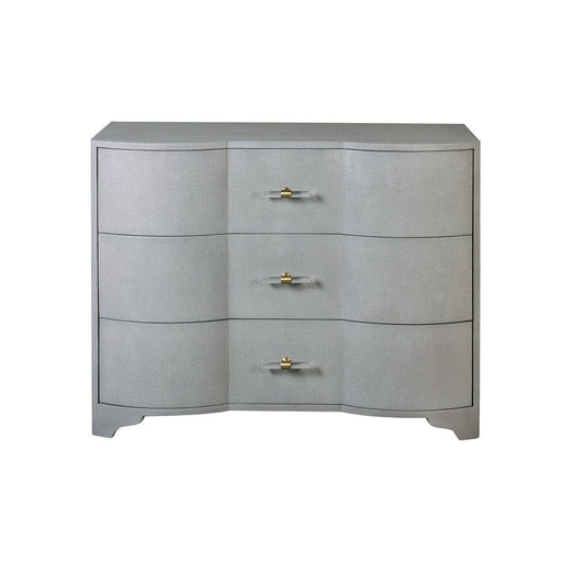 Edward Dresser Grey Grasscloth | Acrylic & Brass. Front view.