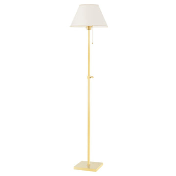 Ellsworth Floor Lamp Aged Brass. Front view.