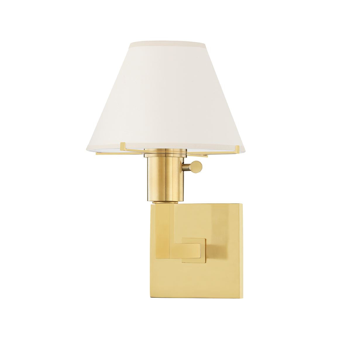 Ellsworth Sconce Aged Brass. Left angle view.