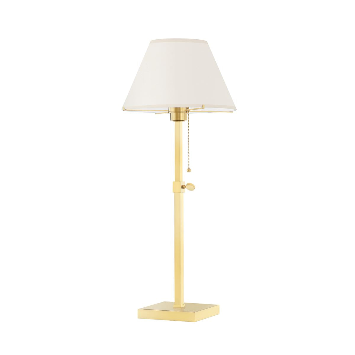 Ellsworth Table Lamp Aged Brass. Front view. 