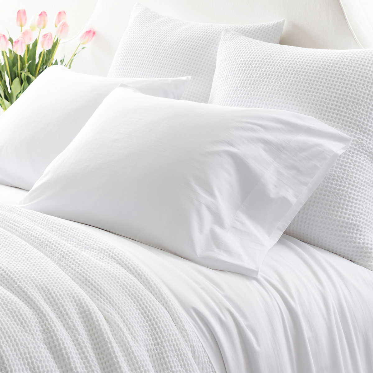 Essential Percale White Sheet Set Bedding 