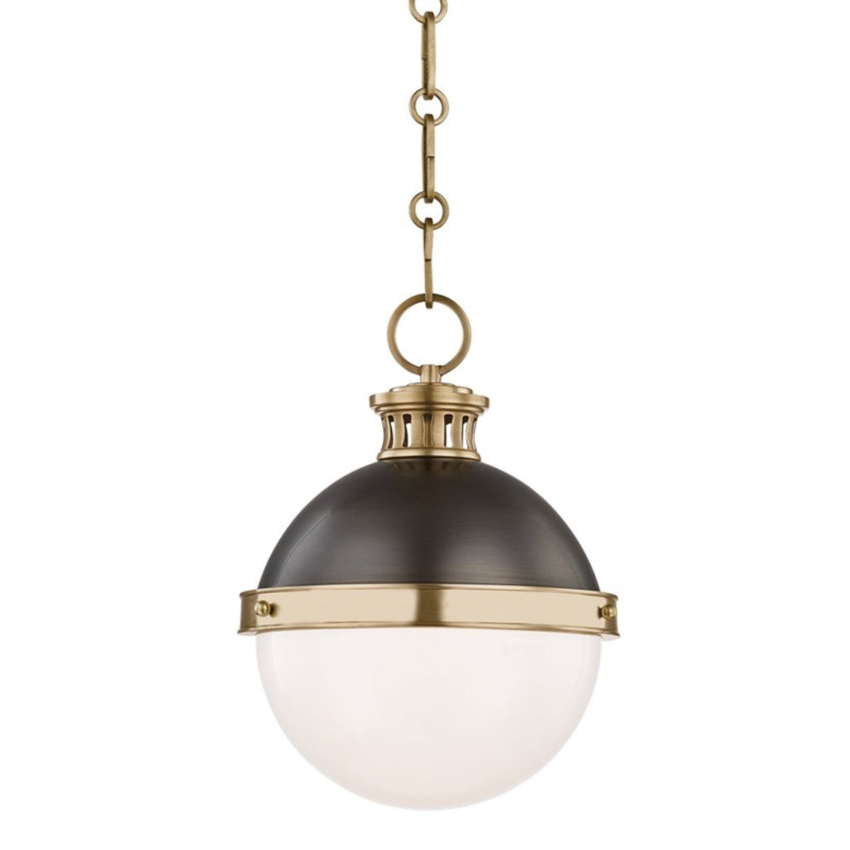 Eton Pendant Aged Brass/Antique Bronze. Front view.