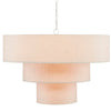 Ezra Chandelier. Light on. Front view.