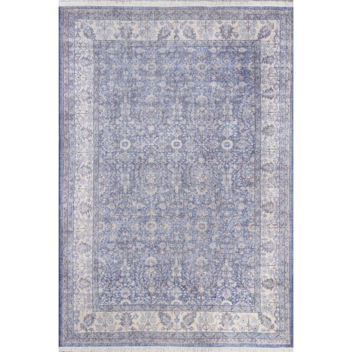 Finlay Rug - Blue 2' X 3'. Top view.