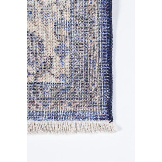 Finlay Rug - Blue corner detail. Close-up detail view. 