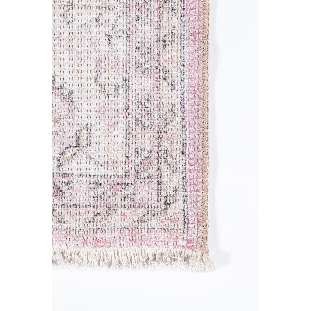 Finlay Rug - Pink corner detail. Close-up detail view. 