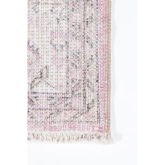 Finlay Rug - Pink corner detail. Close-up detail view. 