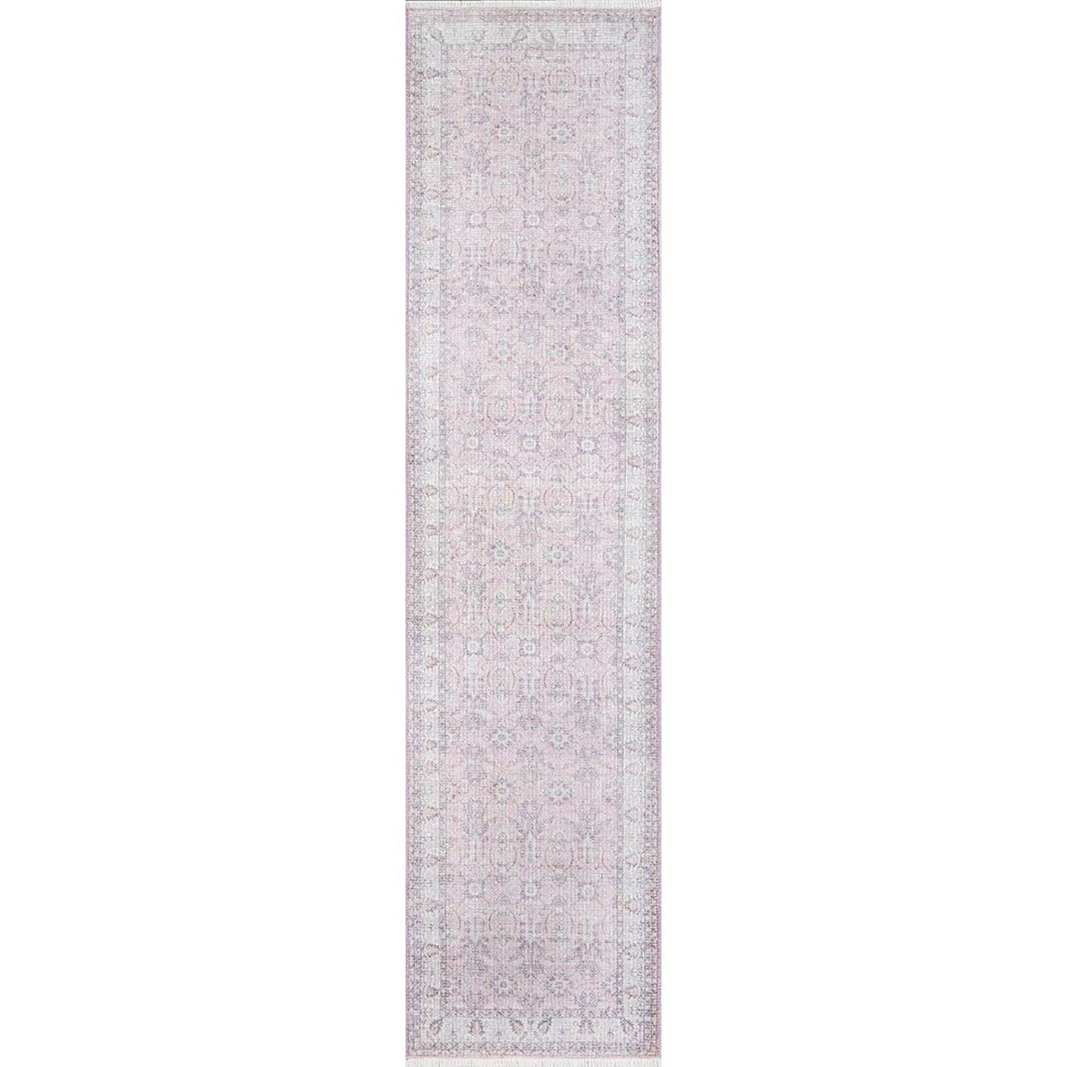Finlay Rug - Pink 2'6" X 10' Runner. Top view.