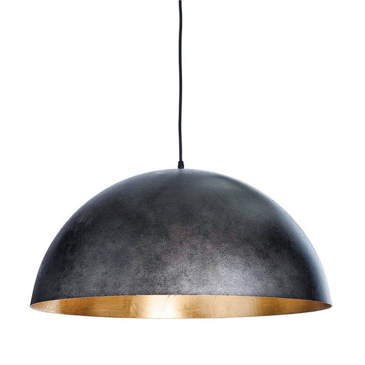 Flynn Pendant - Large Black & Gold. Front view.