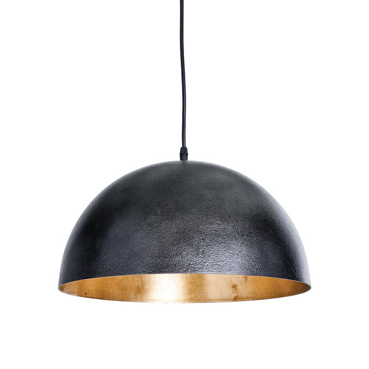 Flynn Pendant - Small Black & Gold. Front view.