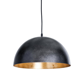 Flynn Pendant - Small Black & Gold. Front view.