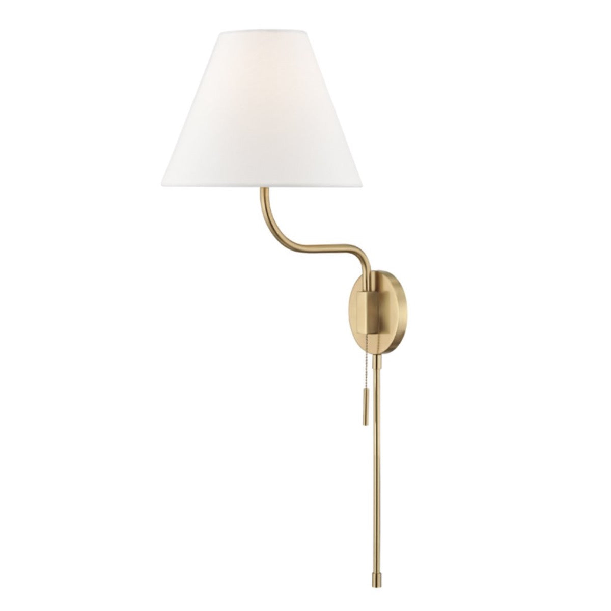 Flynn Sconce Aged Brass. Left angle view.