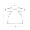 Freya Flush Mount with dimensions. Dimension view.