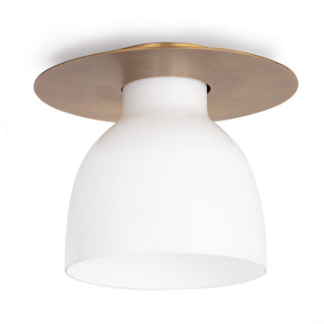 Freya Flush Mount Natural Brass. Front view.