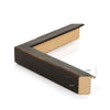 Dark wood frame. 0.875" wide. 1.375" thick. Close-up detail view.