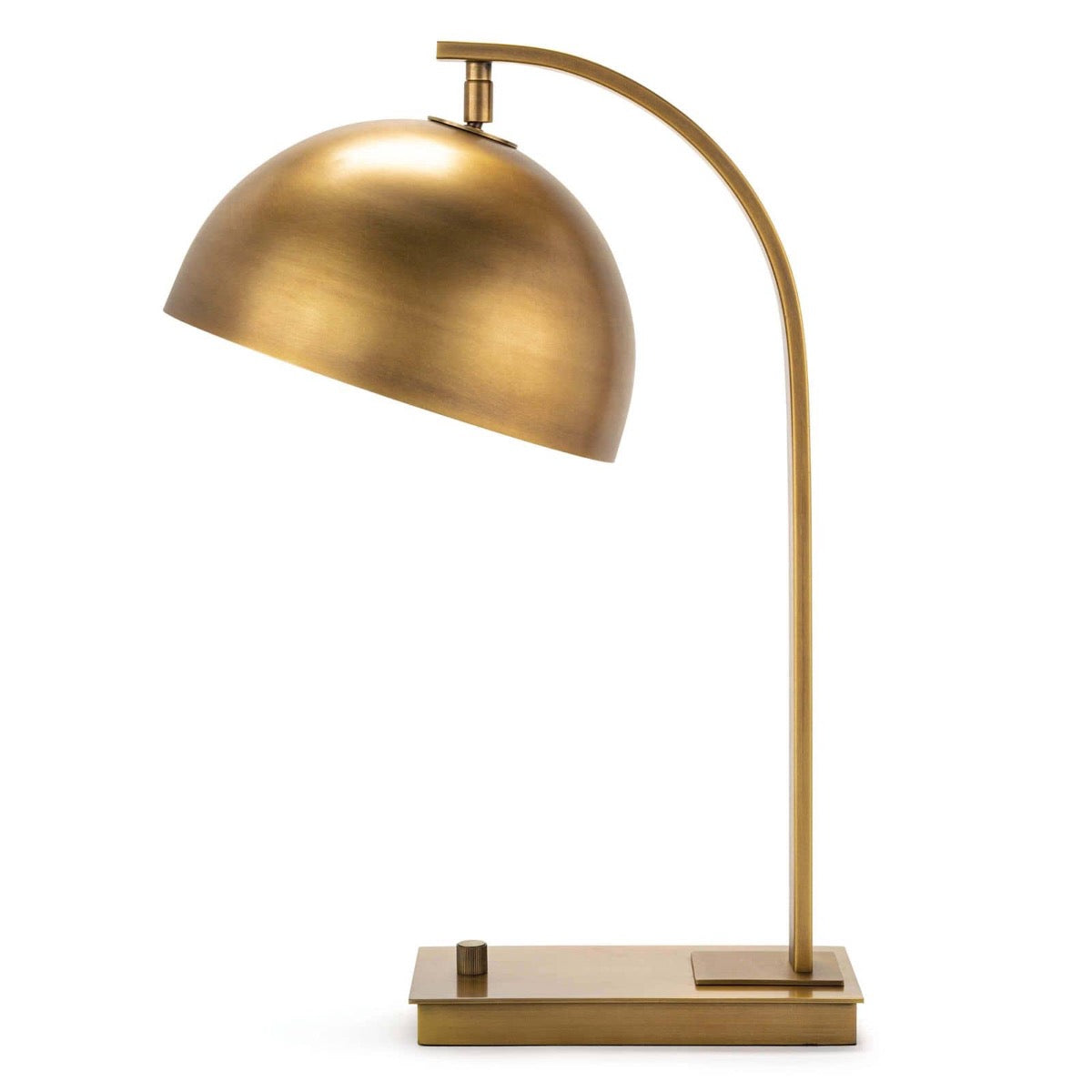 Harwich Desk Lamp Natural Brass. Left side view.