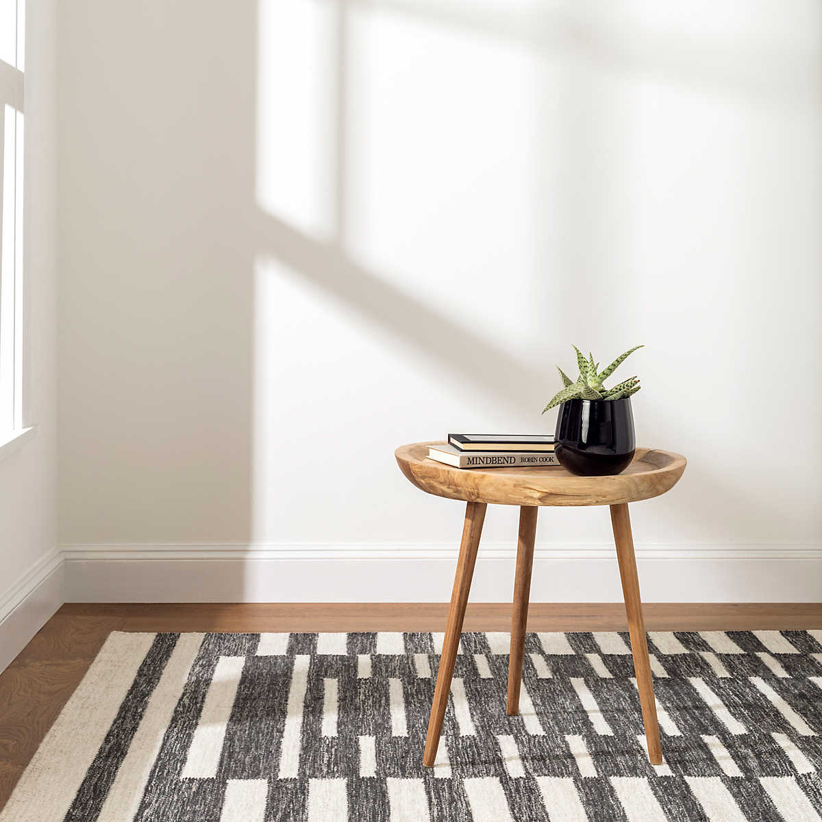 Heights Charcoal Woven Wool Rug RUGS 