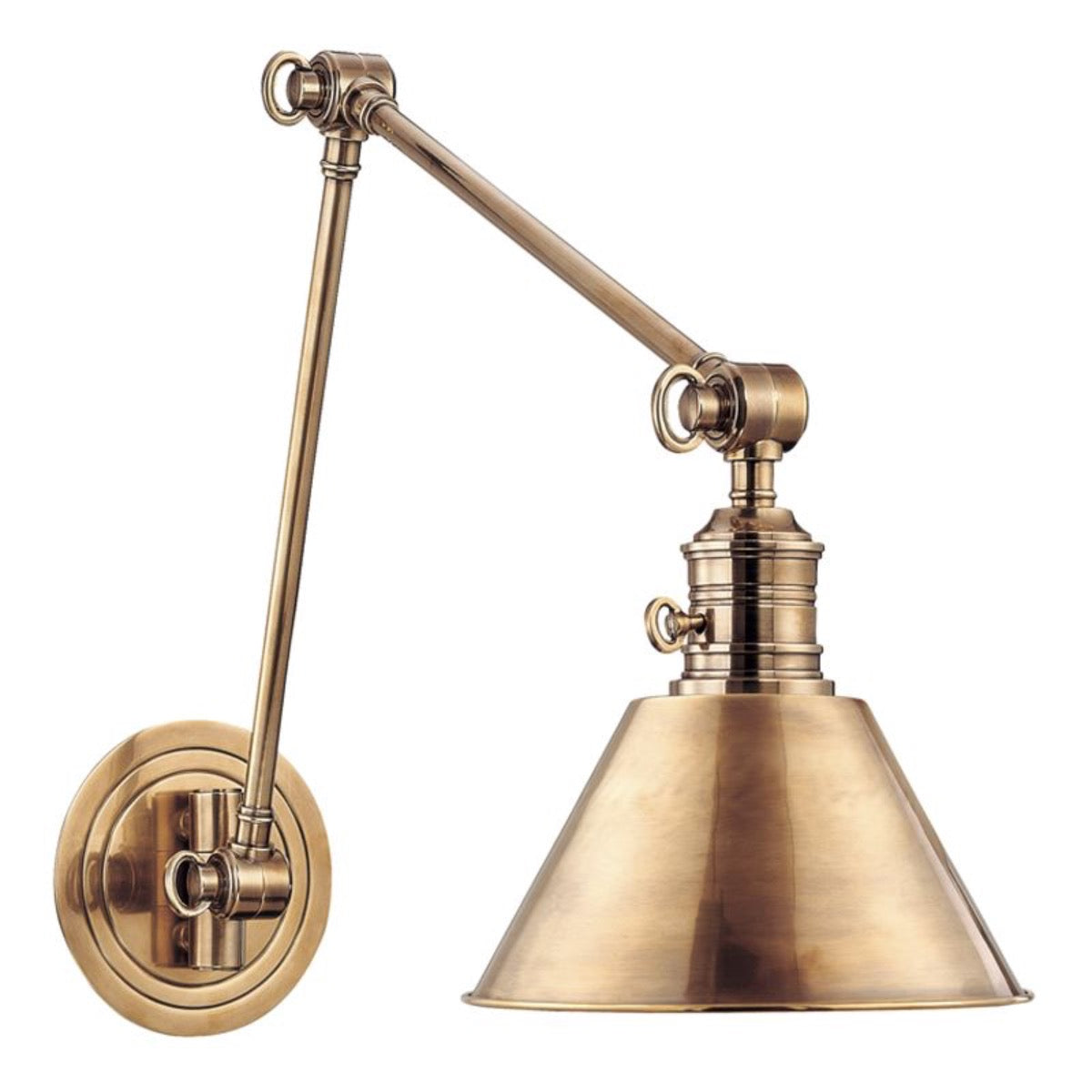 Henry Long Adjustable Sconce Aged Brass. Right angle view. 