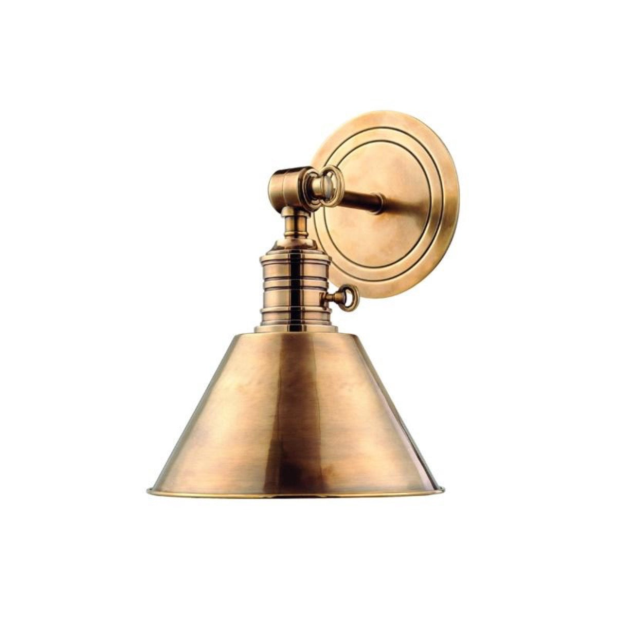 Metal Isla Sconce Aged Brass. Left angle view.