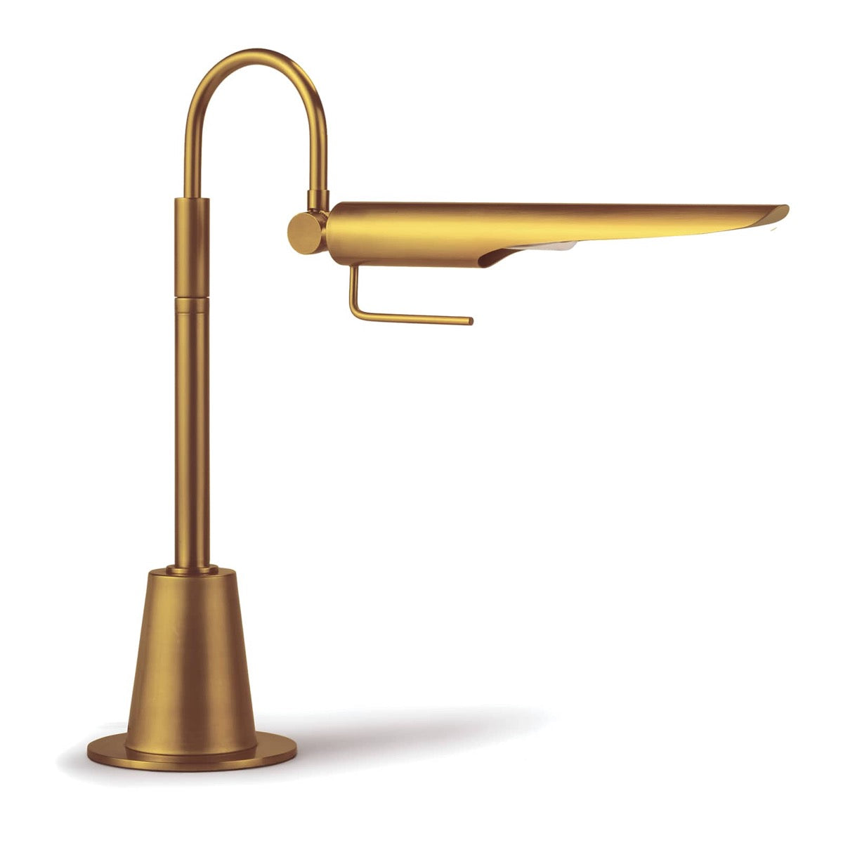 Heron Task Lamp Natural Brass. Right side view.
