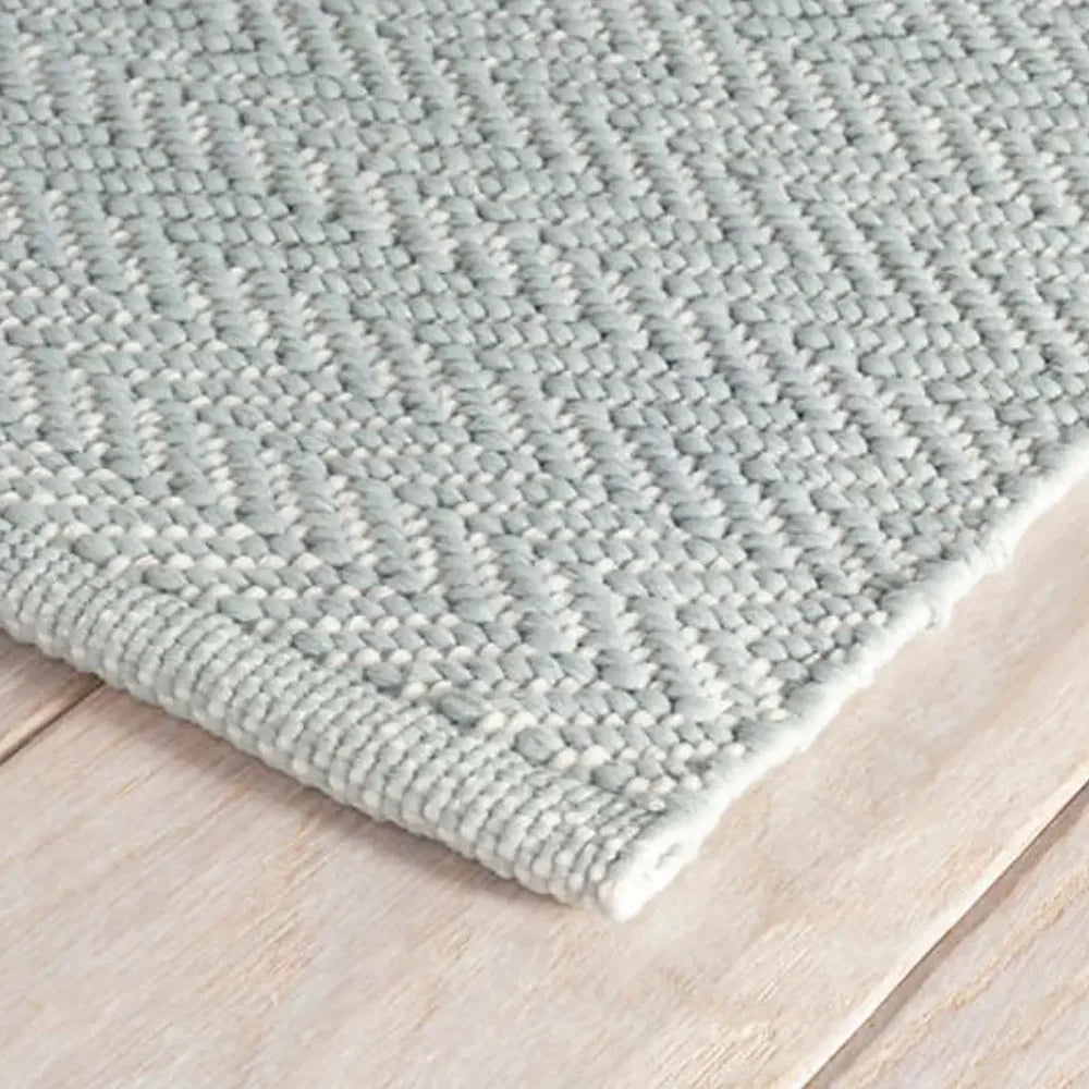Herringbone Light Blue/Ivory Indoor/Outdoor Rug Rugs 