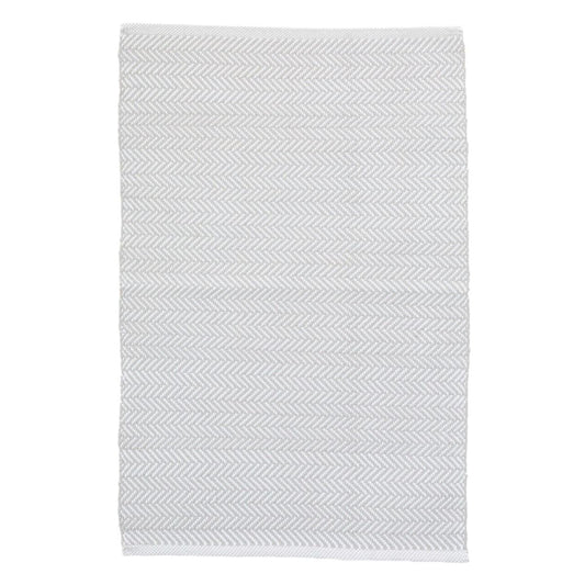 Herringbone Pearl Grey/White Indoor/Outdoor Rug. Top view. 