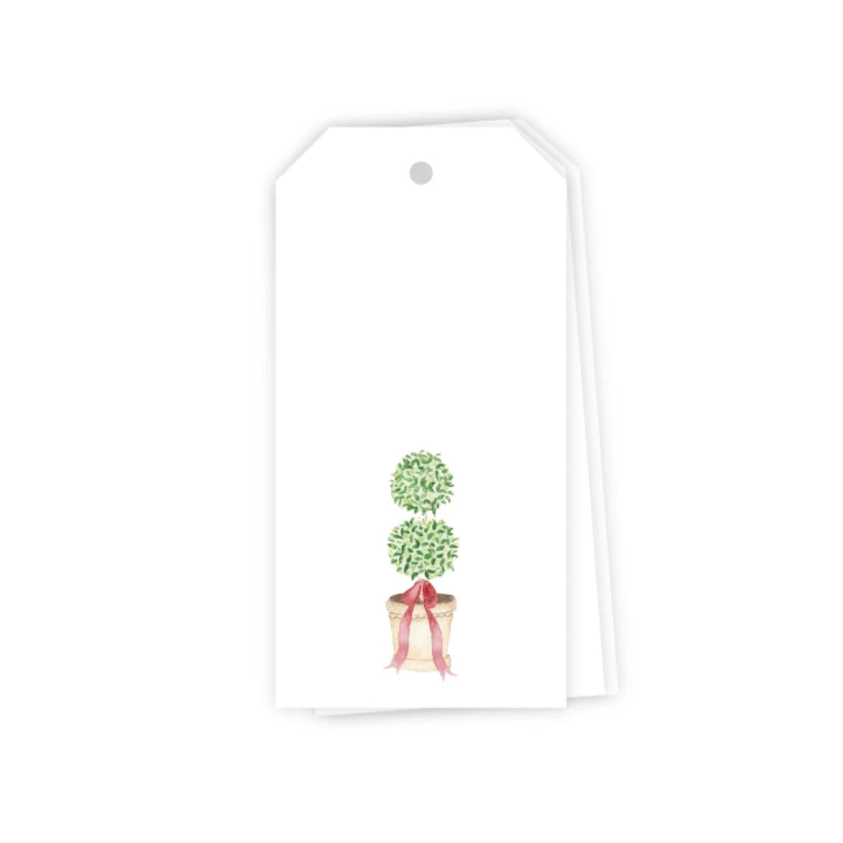 Holiday Topiary Gift Tags - Set of 8. Front view.
