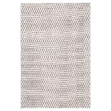 Honeycomb Ivory/Grey Woven Wool Rug. Top view. 