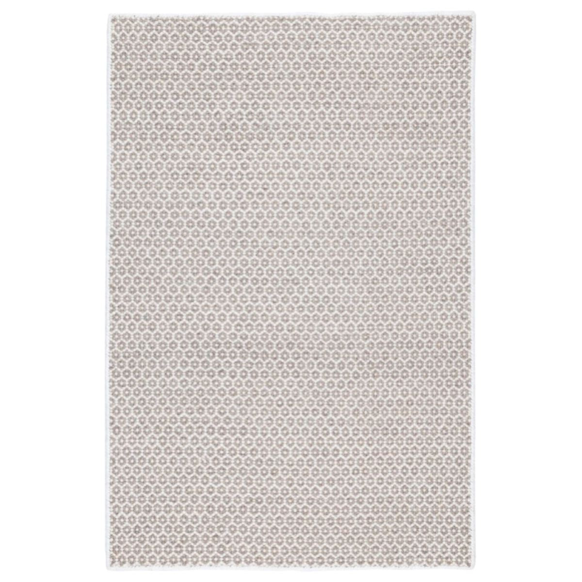 Honeycomb Ivory/Grey Woven Wool Rug. Top view. 