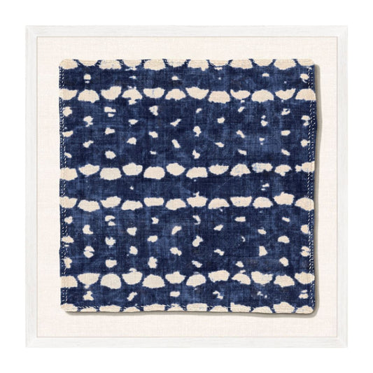 Indigo textile XII. Framed art. Front view.