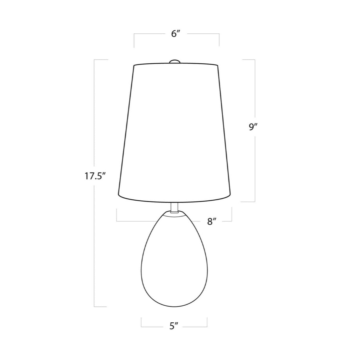 Isaac Alabaster Mini Lamp with dimensions. Dimension view.